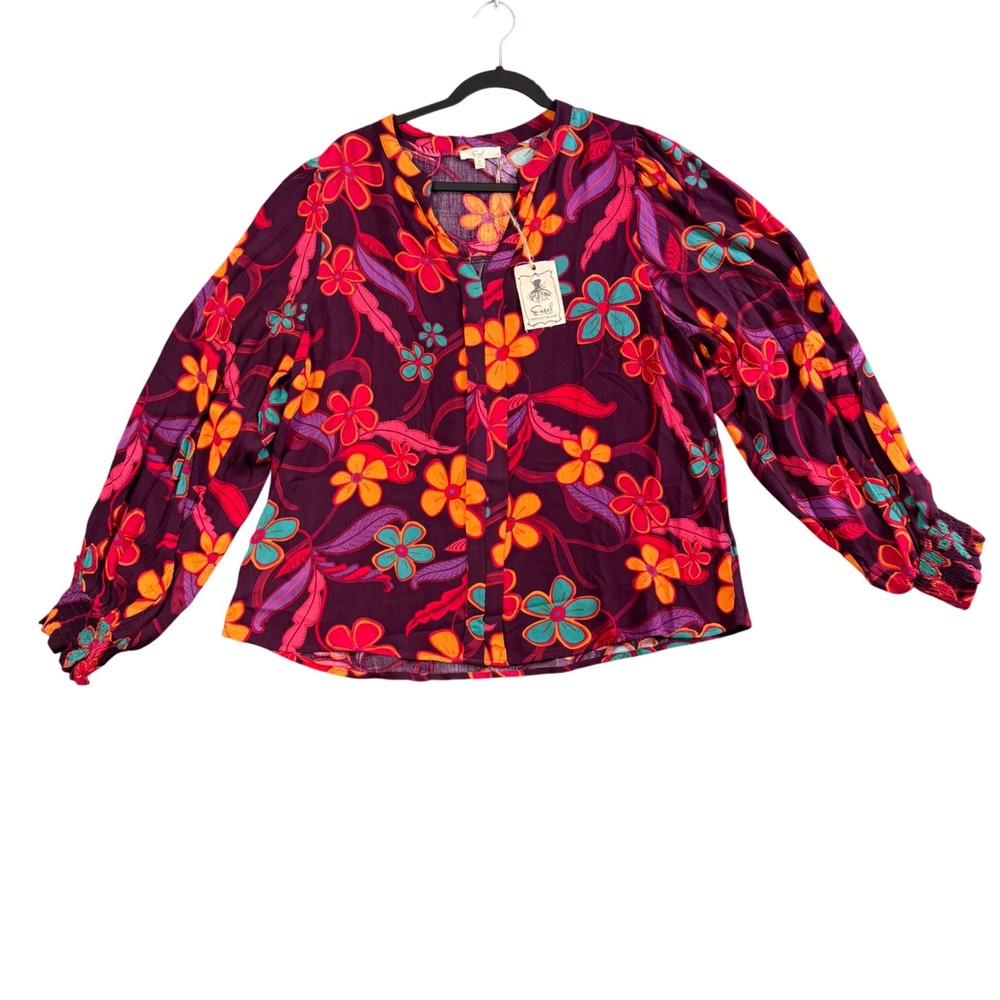Easel Floral Blouse M‎ Boho Indie Cottagecore Colorful Statement Festival NWT
